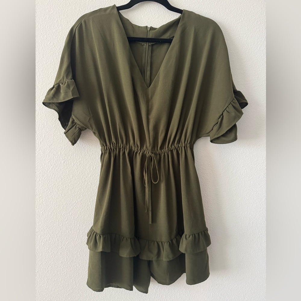 Green Ruffle Romper - Picture 2 of 5